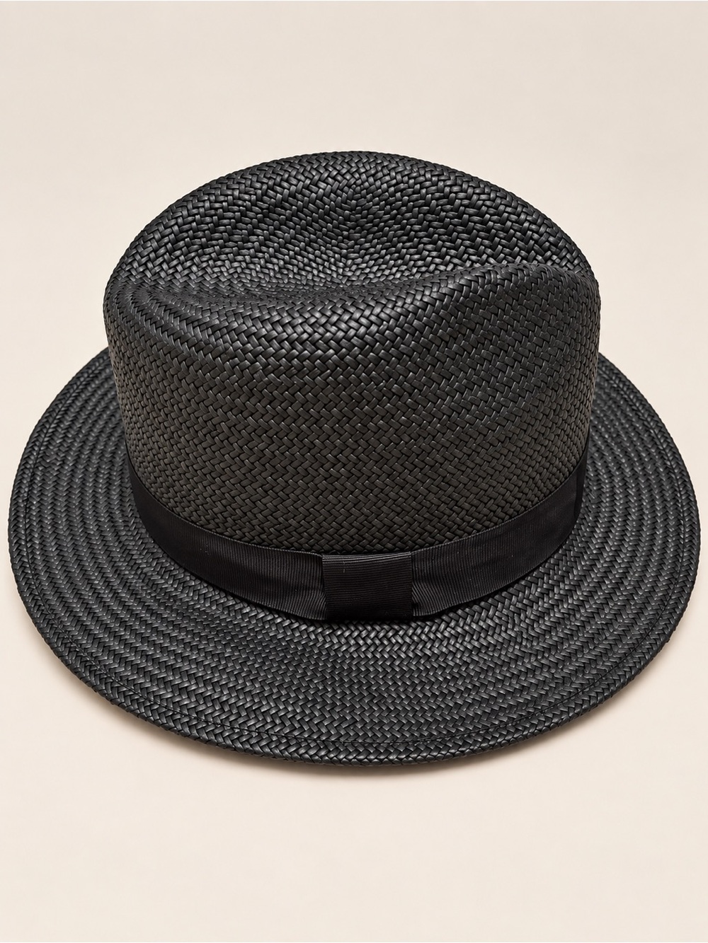 Banana Republic Black Woven Straw Fedora